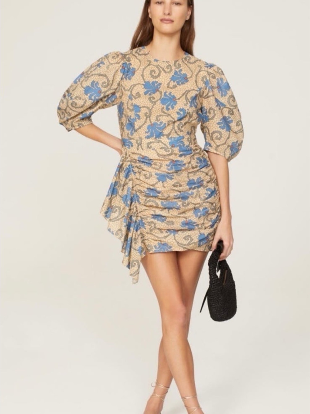 Rhode Pia Mini Dress in Brown & Blue
